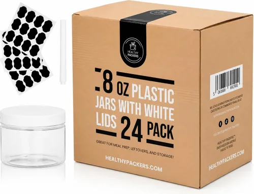 Vista 12 de Healthy Packers® Frascos Pequeños de Plástico con Tapas de 4 oz, Paquete de 12 - Frascos de Plástico Transparentes con Tapas de Rosca para Slime