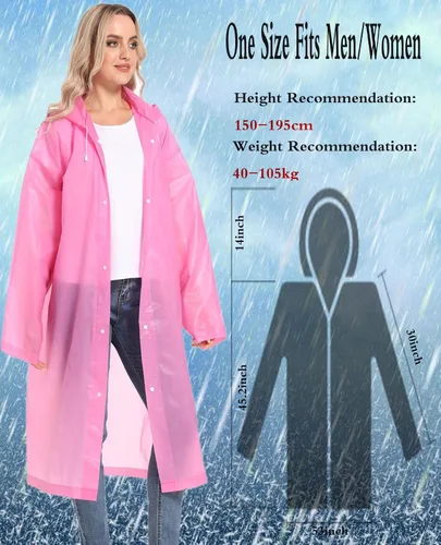 Vista 72 de 2 abrigos de lluvia de Borogo para adultos, chaquetas de lluvia reutilizables para hombres y mujeres