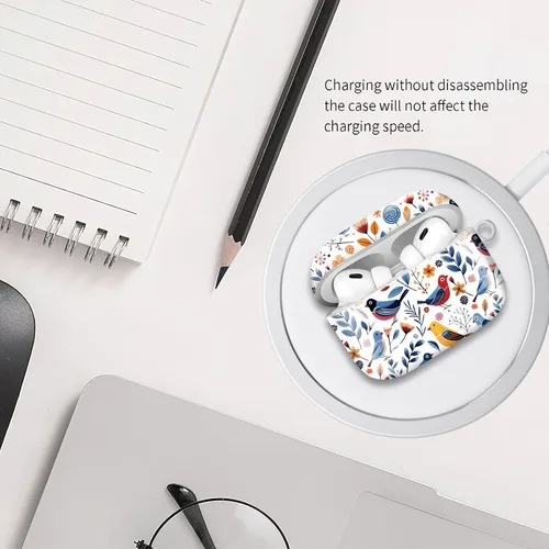 Vista 5 de Funda compatible con AirPod Pro de 2ª/1ª generación con llavero, funda protectora completa a prueba de golpes para auriculares inalámbricos