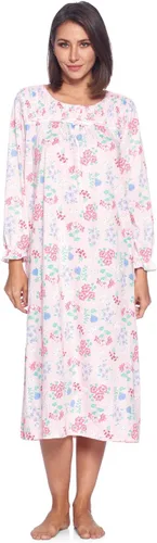 Vista 5 de Casual Nights Vestido de dormir floral de manga larga para mujer, camisón Henley de longitud completa