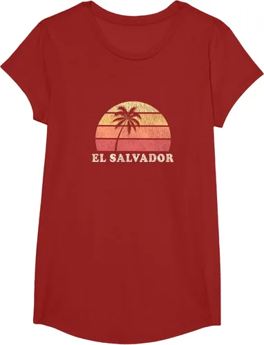 Vista 45 de El Salvador Vintage 70s Retro Throwback Design Camiseta, Azul