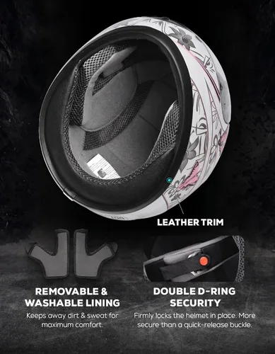 Vista 6 de XFMT DOT Casco de Motocicleta de Cara Completa Abatible para Calle Dirt Bike ATV Todoterreno con Visera Transparente para Hombres y Mujeres Adultos
