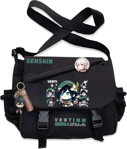 Vista 10 de Bolso Furina Crossbody Bag Single Shoulder Bag Adulto Anime 3D Print Mochila Negro Bolsa