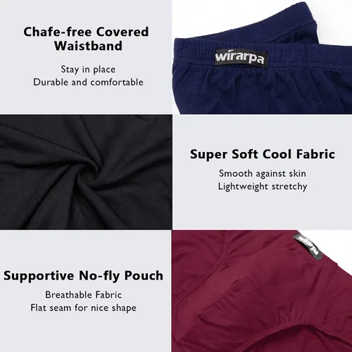 Vista 4 de wirarpa Men's Underwear Modal Microfiber Briefs No Fly Covered Waistband Silky Touch Underpants 4 Pack