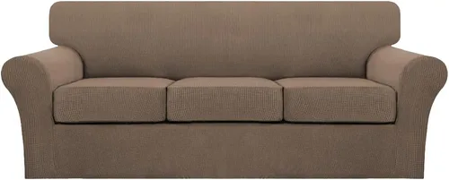 Vista 105 de Turquoize 2 fundas para sillas de sala de estar, funda de sofá con fundas de cojín individuales, funda de muebles para sillas (silla, beige biscotti)