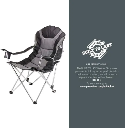 Vista 7 de Picnic TIME NCAA Arkansas Razorbacks Reclining Camp Chair - Beach Chair for Adults - Sports Chair with Carry Bag