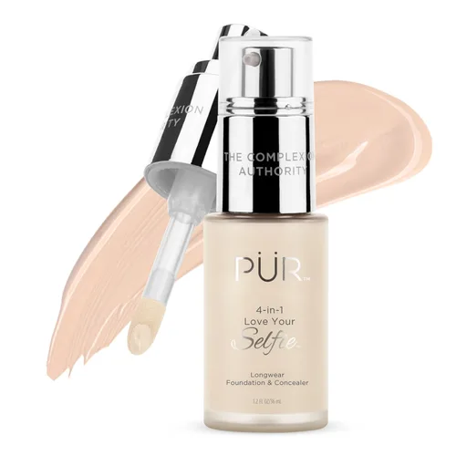 Vista 35 de PÜR MINERALS 4-in-1 Love Your Selfie Foundation & Concealer - Longwear Medium-to-Full Coverage Liquid Makeup Foundation with Hydrating Blend for