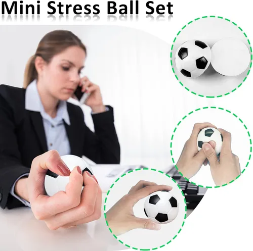 Vista 2 de Bolas antiestrés de fútbol mini 96 piezas de 5 cm de espuma deportiva a granel para niños y adultos, pequeños recuerdos de fiesta de fútbol, bolas