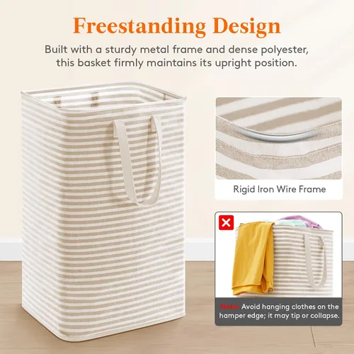 Vista 6 de Lifewit 75L x 2 Pack Collapsible Laundry Hamper Large,Tall Foldable Dirty Clothes Baskets Waterproof, Freestanding Double Bags with Easy Carry