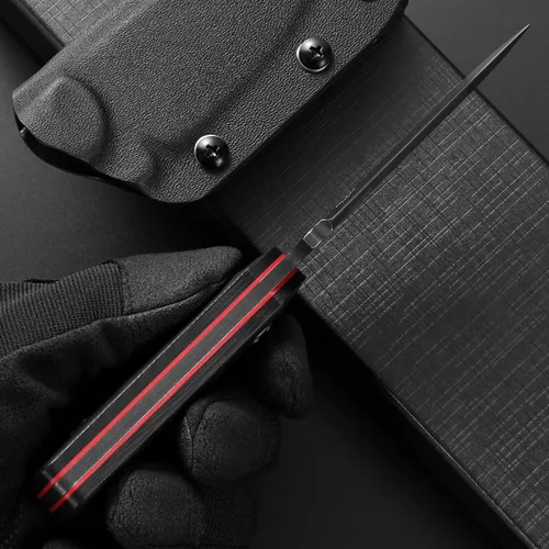 Vista 8 de Cuchillo de hoja fija Eafengrow EF121 D2 con hoja de acero y mango G10 con funda Kydex para actividades al aire libre y camping