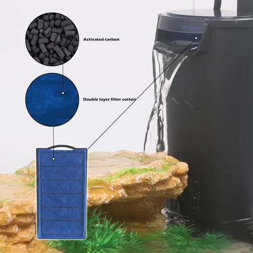 Vista 3 de TARARIUM 4 piezas de filtros de acuario de repuesto de cartuchos de carbón activo bio placa de filtro para WP-208H Turtle Tank Filtro interno