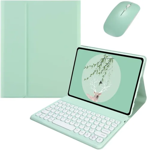 Vista 23 de kaidisen Funda de teclado para Galaxy Tab S6 Lite de 10.4 pulgadas con teclado y mouse Bluetooth, cubierta de teclado desmontable de color caramelo