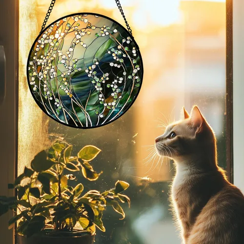 Vista 11 de Atrapasoles de Vidrio Manchado para Colgar en Ventanas, Koi y Loto para Puerta, Decoración del Hogar, Atrapasoles de Pescado, Regalos de Navidad