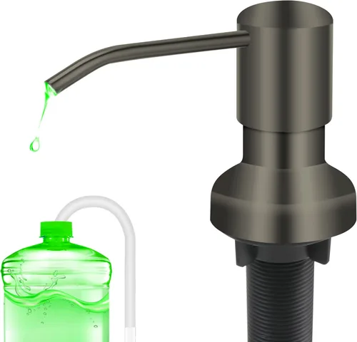 Vista 9 de Dispensador de jabón para fregadero de cocina, dispensador de jabón para fregadero con vástago roscado más largo, tubo de extensión de 47 pulgadas