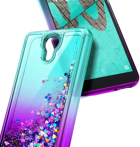 Vista 2 de NZND Funda para Wiko Ride 2 (U520AS) con protector de pantalla de vidrio templado (cobertura completa), diseño de cascada flotante líquida