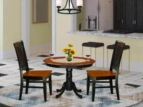Vista 6 de East West Furniture HLWE3-BCH-W Juego de comedor, 3 piezas