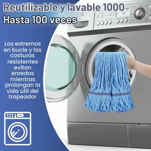 Vista 7 de Eccliy - Juego de 6 cabezales de repuesto para trapeador de 18 onzas, color azul, naranja Heavy Duty Commercial Refills, Washable Cotton String