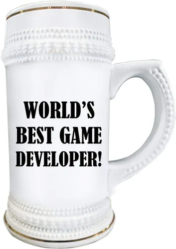 Vista 2 de Idea de regalo linda para desarrollador de juegos, taza de cerveza de 22 onzas, vasos de cerámica novedosos - Diseño de videojuegos Desarrollo