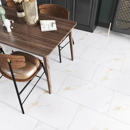 Vista 5 de Azulejo de baño de mármol dorado y blanco