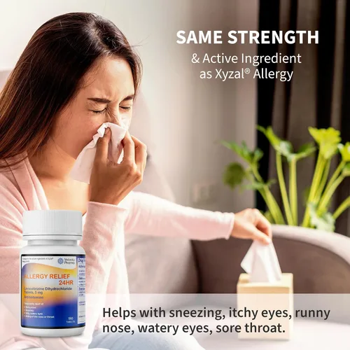 Vista 2 de USP Tablets, 24 Hour Relief Antihistamínico sin somnolencia (180 unidades (paquete de 1)) Eases Runny Nose, Sneezing, Itchy & Watery Eyes, Nasal