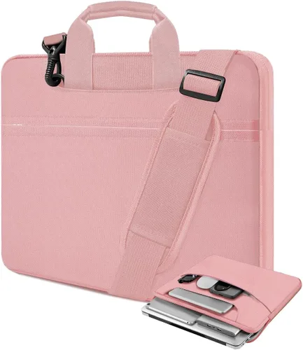 Vista 19 de Funda para laptop de 13.3 pulgadas con correa para el hombro, maletín delgado para computadora con correa compatible con MacBook Air/Pro 13/Pro 14