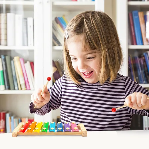 Vista 7 de MCPINKY Xilófono para niños, juguete musical xilófono con mazos seguros para niños, instrumentos musicales educativos, juguete para niños pequeños