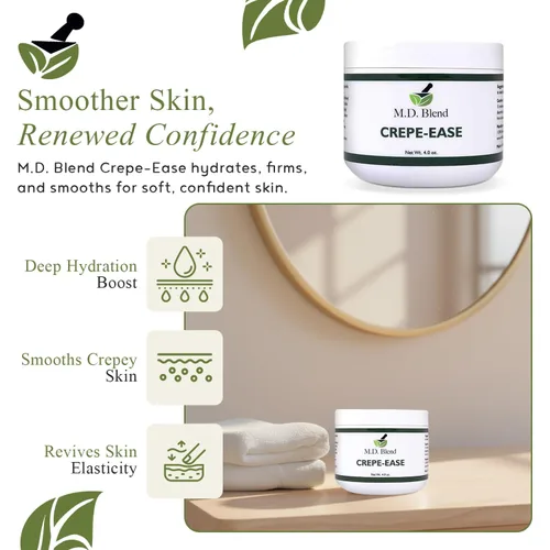 Vista 4 de Crepe-Ease Crema hidratante corporal antienvejecimiento Retinol Crema reafirmante, suavizante e hidratante para piel crepé en cuello, brazos