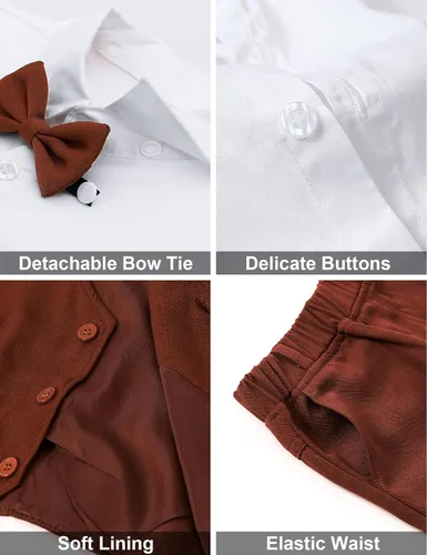 Vista 112 de A&J DESIGN Conjunto de traje de caballero para niños pequeños, 3 piezas, camisas, chaleco y pantalones