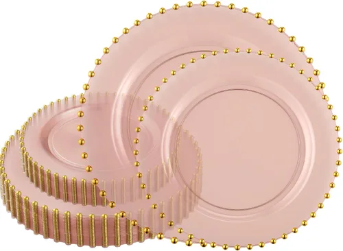 Vista 17 de Plasticpro - Juego de platos combinados de 32 piezas de plástico para cena, platos desechables de plástico elegantes y resistentes para fiestas de 7