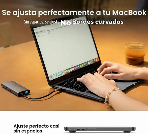 Vista 5 de EooCoo - Funda para MacBook Air de 15 pulgadas M5 M4 M3 M2 2026-2023, color negro cristal Easy to Install, Sturdy, Plastic Hard Shell Case &