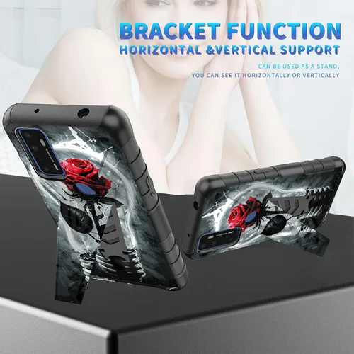 Vista 276 de Funda para AT&T Maestro Max 2021/Cricket Ovation 2 con protector de pantalla de vidrio templado, funda resistente con función atril integrada