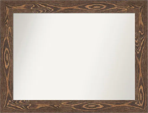 Vista 115 de Amanti Art Espejo de baño marrón para sobre fregadero, 26 x 26 pulgadas, espejo de tocador cuadrado marrón rústico Alexandria, marco de madera