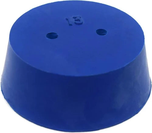 Vista 2 de Paquete de 10 tapones de neopreno, 2 agujeros, ASTM - Tamaño #0.512-2.283 in parte inferior, 2.677 in superior, 0.984 in de longitud - Adecuado