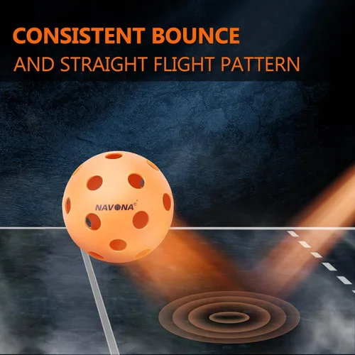 Vista 5 de Navona 40 Pack Premium 26-Holes Orange Indoor Pickleball Balls, Meet USAPA Official Requirement, Perfectly Balanced, High Bounce True Flight