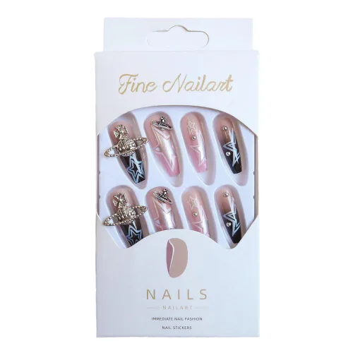Vista 4 de Uñas postizas con pegamento de almendra, uñas postizas con pestañas adhesivas, uñas acrílicas para mujeres y niñas