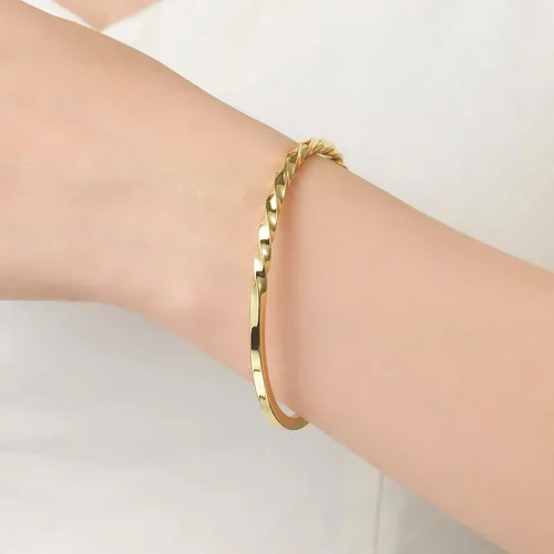 Vista 5 de UNY JEWEL La joyería hace una declaración de alambre de cable medio trenzado medio striaght brazalete hace un elegante regalo de Navidad