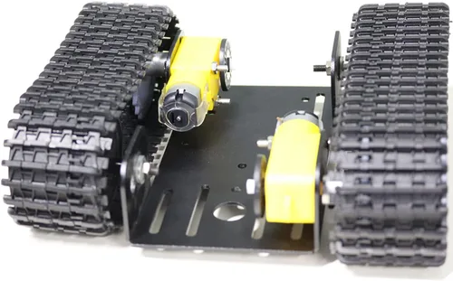 Vista 6 de Kit profesional de chasis de coche tanque con 2 pistas de plástico y motor TT de 2 piezas, plataforma de chasis de tanque de oruga TT02 para Arduino