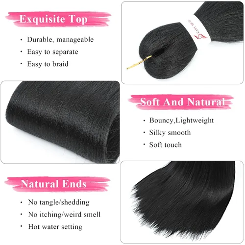 Vista 3 de Firstcyh Hair Cabello trenzado preestirado de 12 pulgadas, cabello trenzado 1B para mujeres negras, 8 paquetes de cabello trenzado bohemio