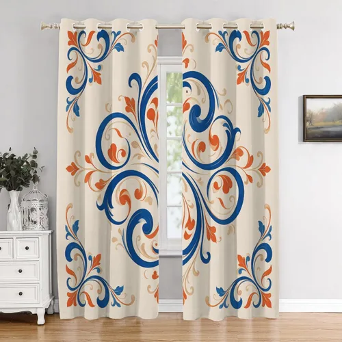 Vista 55 de Cortinas de cocina de hojas de arce otoñales para ventanas, hojas verdes y rojas sobre cenefas opacas negras, tratamientos de ventana de poliéster