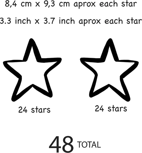 Vista 3 de Calcomanías transparentes de estrellas irregulares para niños, habitación de bebé, cuarto de bebé y sala de estar. 48 piezas calcomanías adhesivas