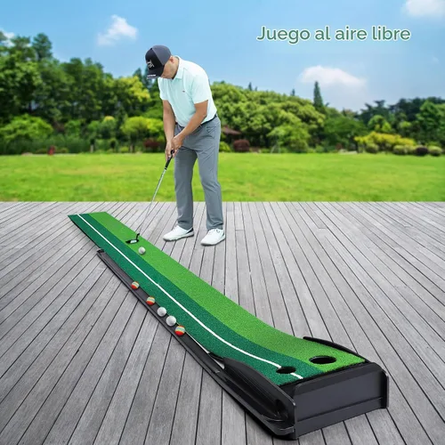 Vista 5 de Dollox Putting Green - Alfombrilla de Putting de Golf para Interiores, Alfombrilla con Retorno Automático de Pelota, Set de Mini Golf Accesorios