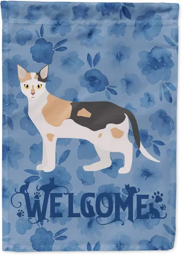 Vista 88 de Caroline's Treasures CK4813CHF - Bandera de bienvenida con gato abisinio azul, manga grande, para porche, para colgar en la pared, poliéster