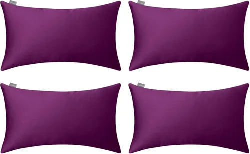 Vista 20 de Thmyo - Paquete de 4 fundas de almohada decorativas de 100 % algodón para lumbar, cómodas, sólidas, para Navidad/Halloween, fundas de cojín Blanco