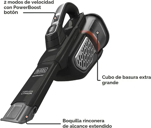 Vista 2 de BLACK+DECKER Dustbuster – Aspiradora portátil inalámbrica de mano, pequeño aspirador de mano para dormitorio, hogar y automóvil, potente 20V