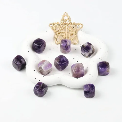 Vista 6 de 10 paquetes de piedras y cristales cuadrados pulidos de amatista natural, cristales y piedras curativas de cuarzo a granel para Wicca, Reiki