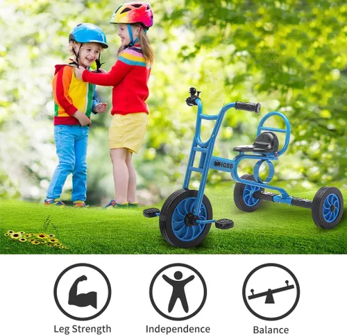 Vista 5 de Triciclo para niños a partir de 3 años, guardería preescolar, bicicleta de equilibrio para niños, triciclo para niños con campana y ruedas de goma