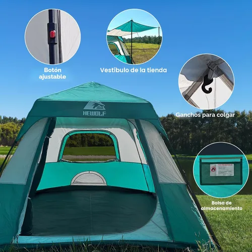 Vista 5 de Hewolf Instant Tent for 4-6 Person Camping, Waterproof Easy Pop Up Tent Sets Up in 60 Seconds for Family Outdoor Hiking & Backpacking with Carry Bag