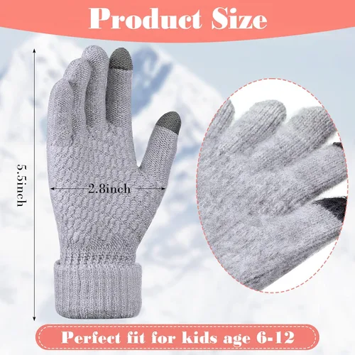Vista 2 de Coume 4 pares de guantes de punto para pantalla táctil de invierno para niños