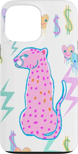 Vista 23 de iPhone 16 Preppy Art Cheetah, Pink Cheetah, Preppy Art Estética Funda