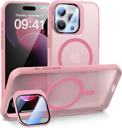 Vista 9 de Meifigno Window Mag Series - Funda diseñada para iPhone 15 Pro, soporte de cámara integrado y compatible con MagSafe, parte trasera mate translúcida